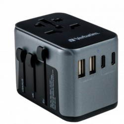 VERBATIM ADATTATORE UNIVERSALE DA VIAGGIO TRAVEL ADAPTER UTA-03 PD30W QC 2XUSB 2XTYPE-C