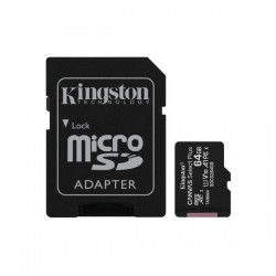 KINGSTON MICRO SDHC 64GB CANVAS SELECT 80R CL10 UHS-I CON ADATTATORE SD